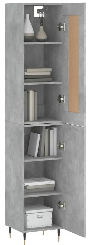 vidaXL Ντουλάπι Γκρι Σκυροδέματος 34,5x34x180 εκ. Επεξεργασμένο Ξύλο