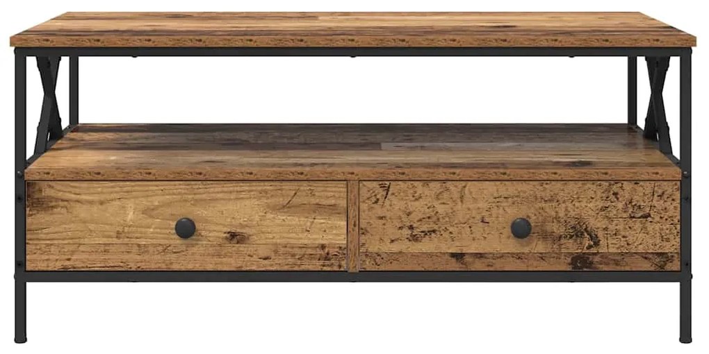 vidaXL Τραπεζάκι σαλονιού with Drawer Παλαιό ξύλο 100 x 51 x 45 cm