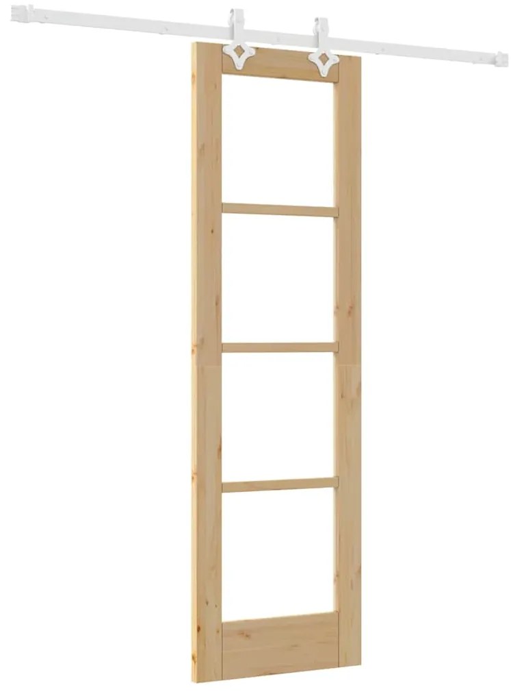 vidaXL Συρόμενη Πόρτα Καφέ 61 x 198.5 εκ. Ξύλο και μέταλλο