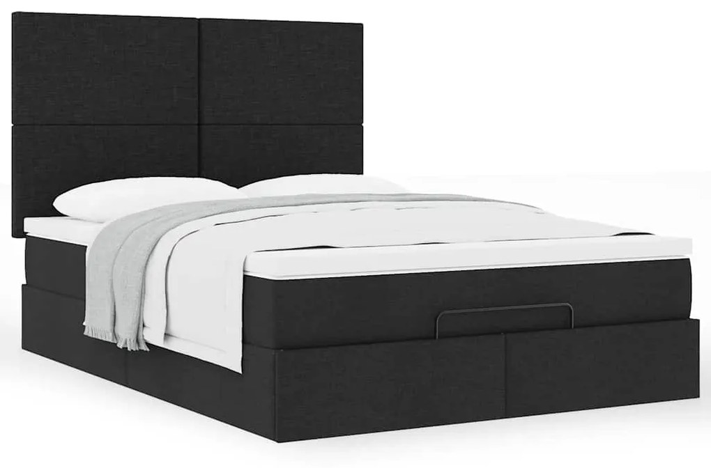 Οθωμανικό κρεβάτι με στρώμα Μαύρο 140x200cm Ύφασμα