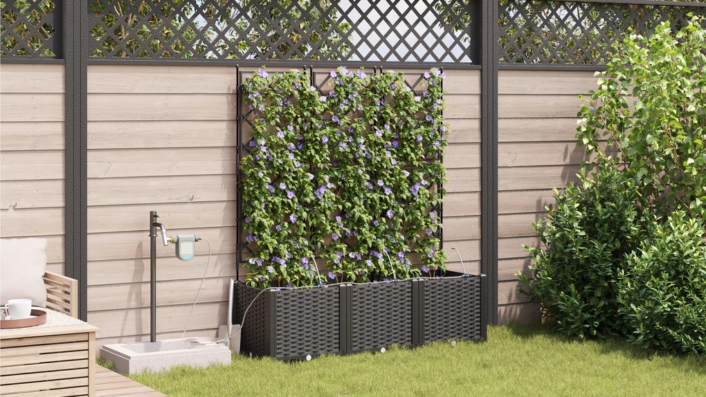 vidaXL Γλάστρες Κήπου 1 τεμ Καφασωτό Μαύρο 120 x 40 x 142 cm Πλαστικό