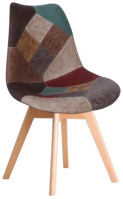 MARTIN Καρέκλα Ξύλο PP, Ύφασμα Patchwork Καφέ 49x57x82cm ΕΜ136,84