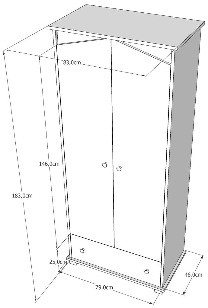 Ντουλάπα  2φυλλη  House White  83x48x193cm  BC30025  BabyCute