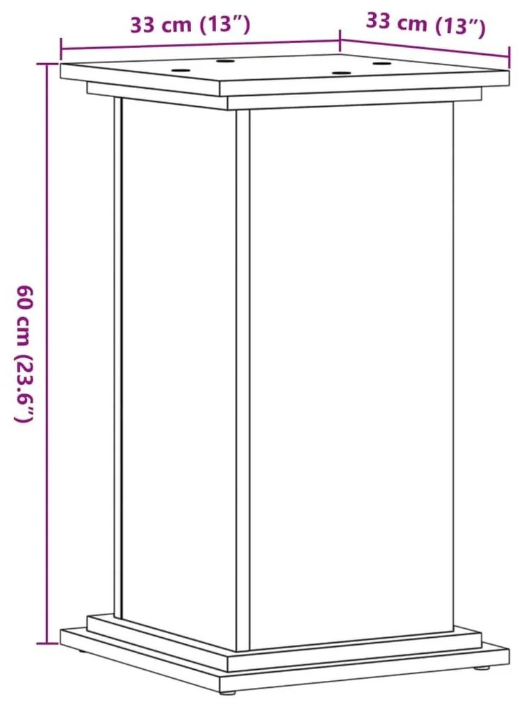 Βάσεις Φυτών Καπνιστή Δρυς 33x33x60 εκ Επεξεργασμένο Ξύλο - Καφέ