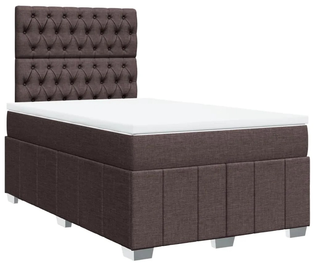 vidaXL Κρεβάτι Boxspring με Στρώμα Σκούρο Καφέ 120x200 εκ. Υφασμάτινο