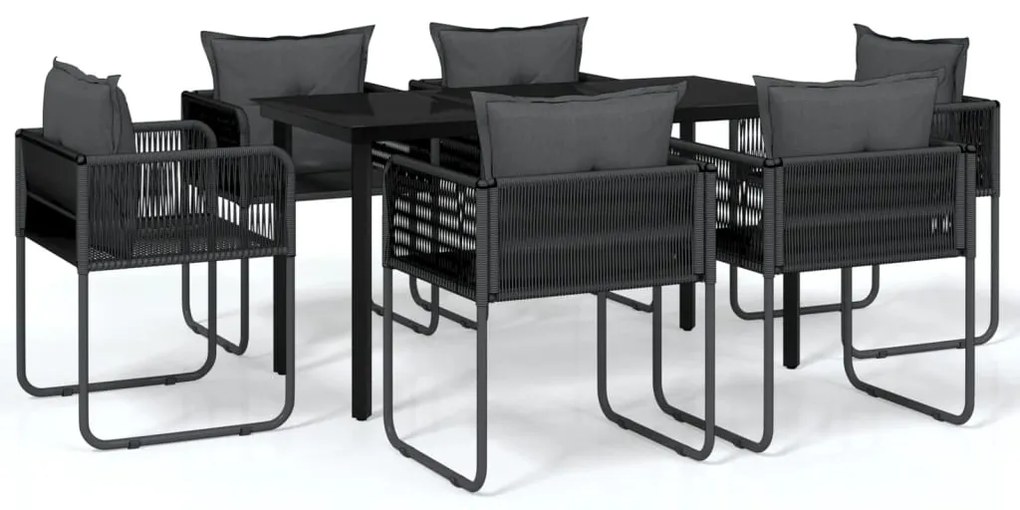 vidaXL Σετ Τραπεζαρίας Κήπου 7 Τεμαχίων Μαύρο