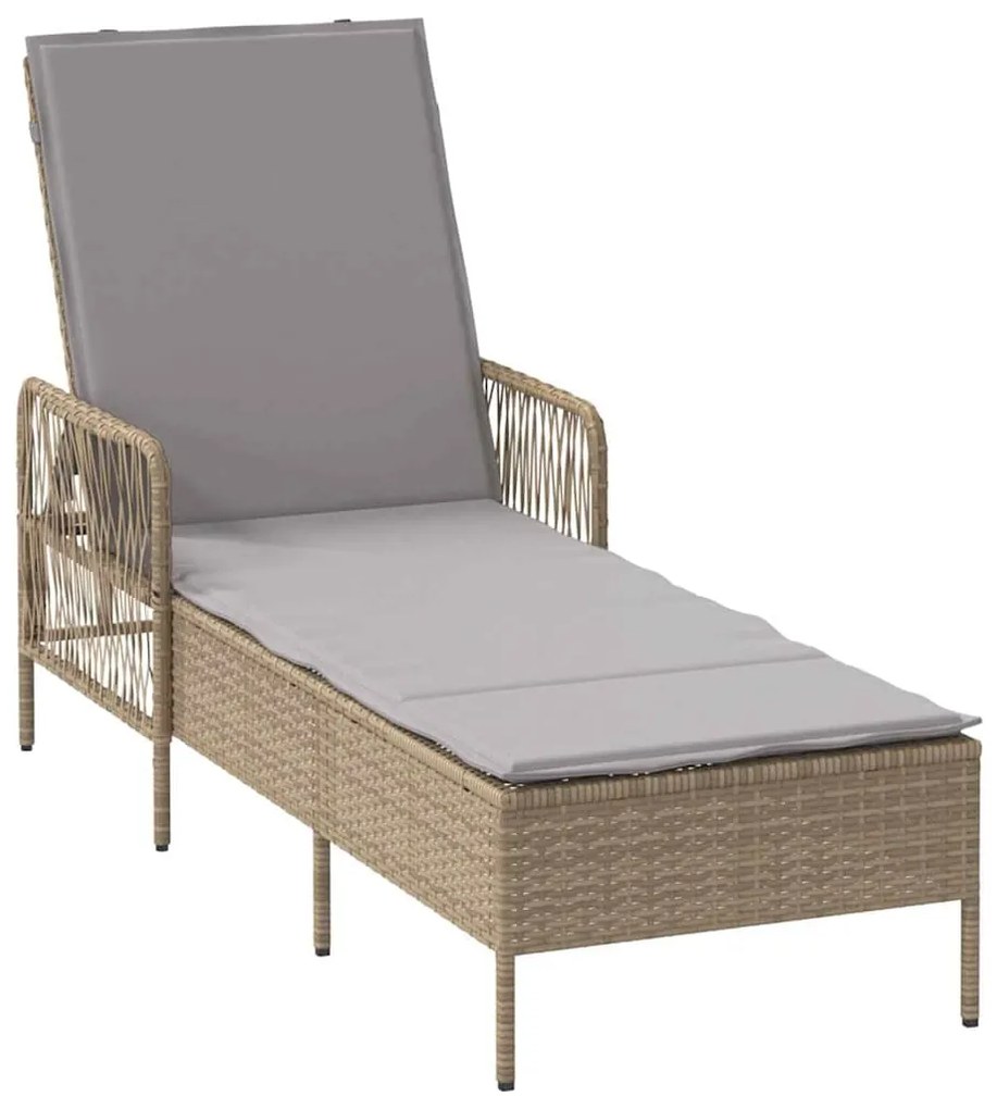 vidaXL Ξαπλώστρα με μαξιλάρι Μπεζ 157 x 55 x 92 εκ. συνθετικό ρατάν
