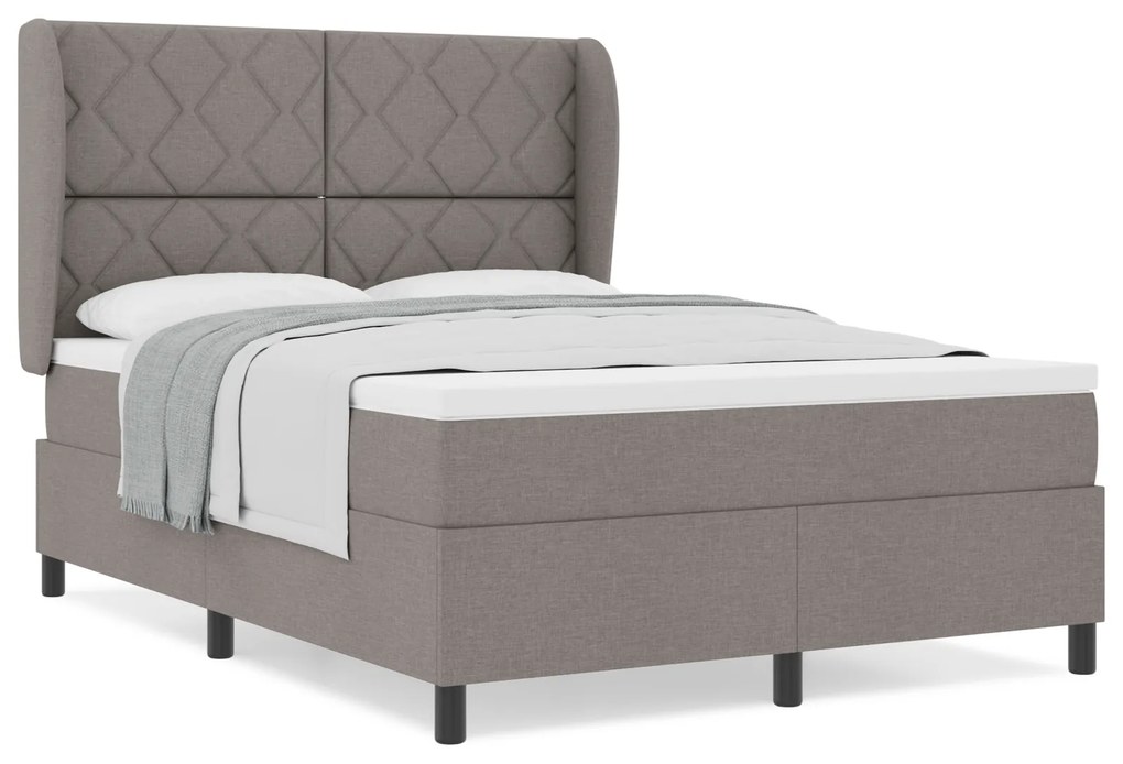 vidaXL κρεβάτι Box Spring με στρώμα - Ταμπά, 140x200 εκ, Ύφασμα