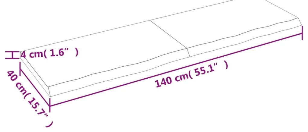 Επιφάνεια Τραπεζιού Σκούρο Καφέ 140x40x(2-4)εκ Επεξ. Μασίφ Δρυς - Καφέ