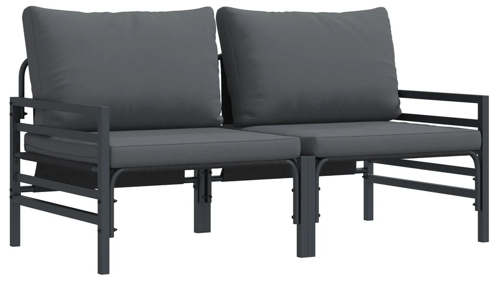 vidaXL Εξωτερικά Έπιπλα με μαξιλάρι με μαξιλάρι 2 pcs Ανθρακί Ατσάλι