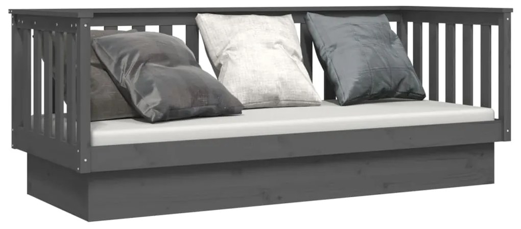 vidaXL Καναπές Κρεβάτι Γκρι 75x190 εκ. από Μασίφ Ξύλο Πεύκου