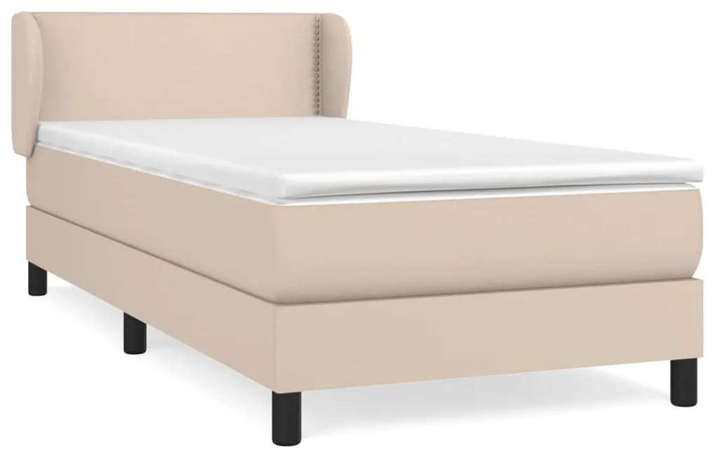 Κρεβάτι Boxspring με Στρώμα Καπουτσίνο 80x200 εκ. Συνθ. Δέρμα - Καφέ