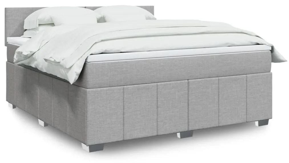 Κρεβάτι Boxspring με Στρώμα Ανοιχτό Γκρι 180x200 εκ. Υφασμάτινο - Γκρι