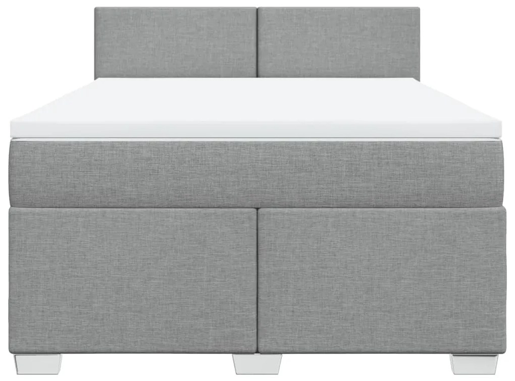 vidaXL Κρεβάτι Boxspring με Στρώμα Ανοιχτό Γκρι 140x190 εκ. Υφασμάτινο