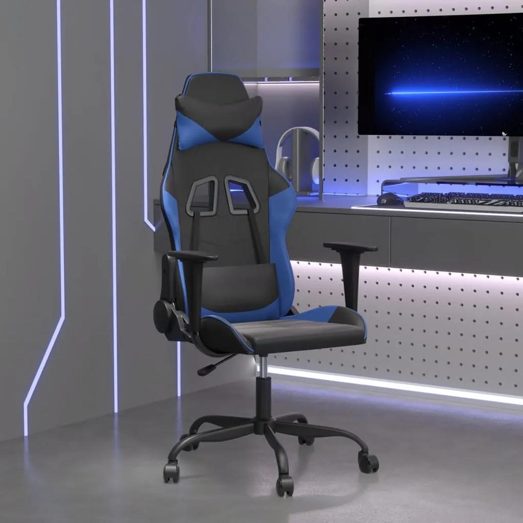 Καρέκλα Gaming Μασάζ Μαύρο/Μπλε από Συνθετικό Δέρμα