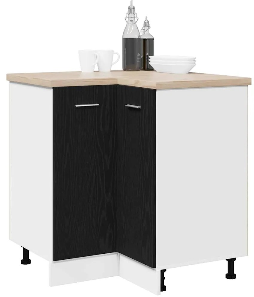 vidaXL Γωνιακός Κάτω Ντουλάπι Μαύρη δρυς 75.5 x 75.5 x 81.5 εκ.