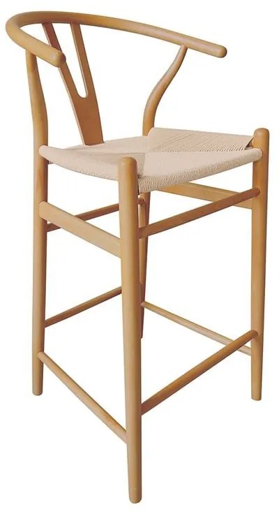 WOODWELL Ε75171,1LIMA Σκαμπό BAR, Ξύλο Οξιά, Φυσικό, Κάθισμα Paper Rope Φυσικό (ύψος καθ.67cm) 55x53x67/98cm Ε75171,1