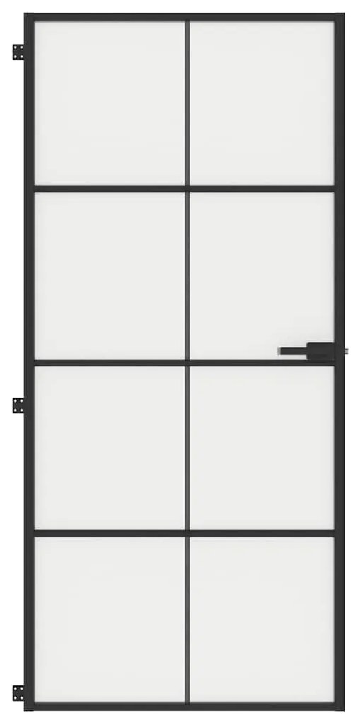 vidaXL Εσωτερική Πόρτα Μαύρη 93 x 201,5 εκ. Ψημένο Γυαλί &amp; Αλουμίνιο