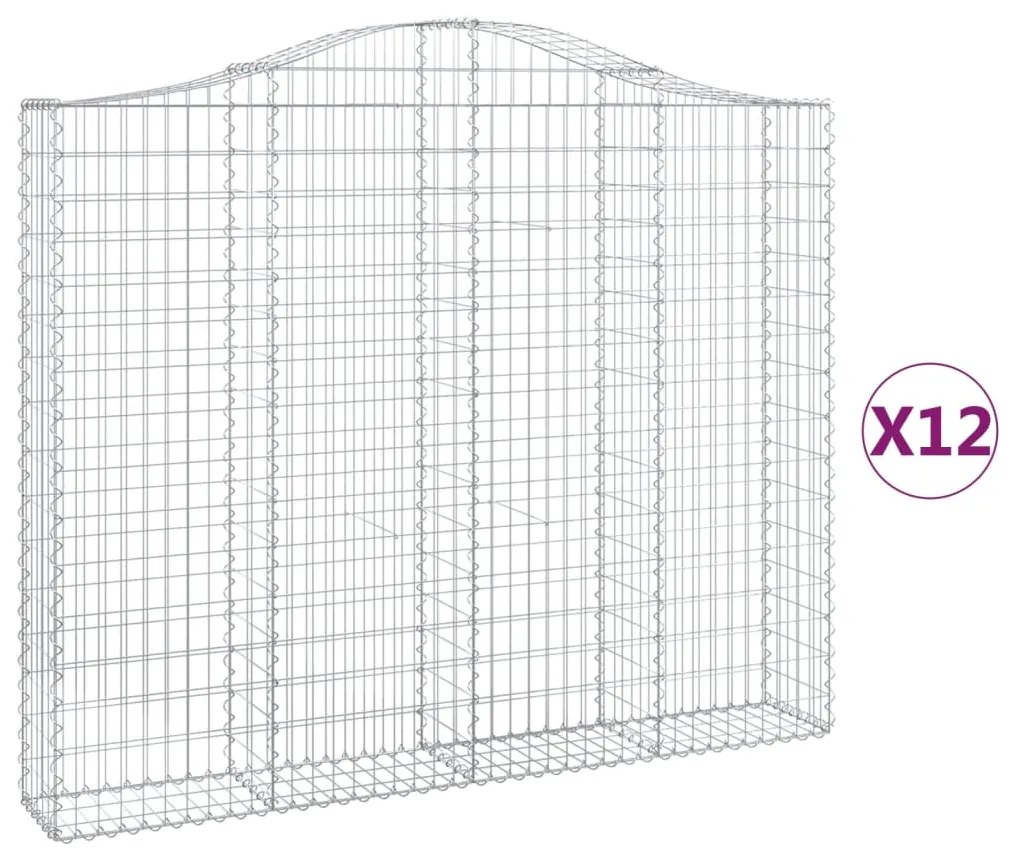 vidaXL Συρματοκιβώτια Τοξωτά 12 τεμ. 200x30x160/180 εκ. Γαλβαν. Ατσάλι