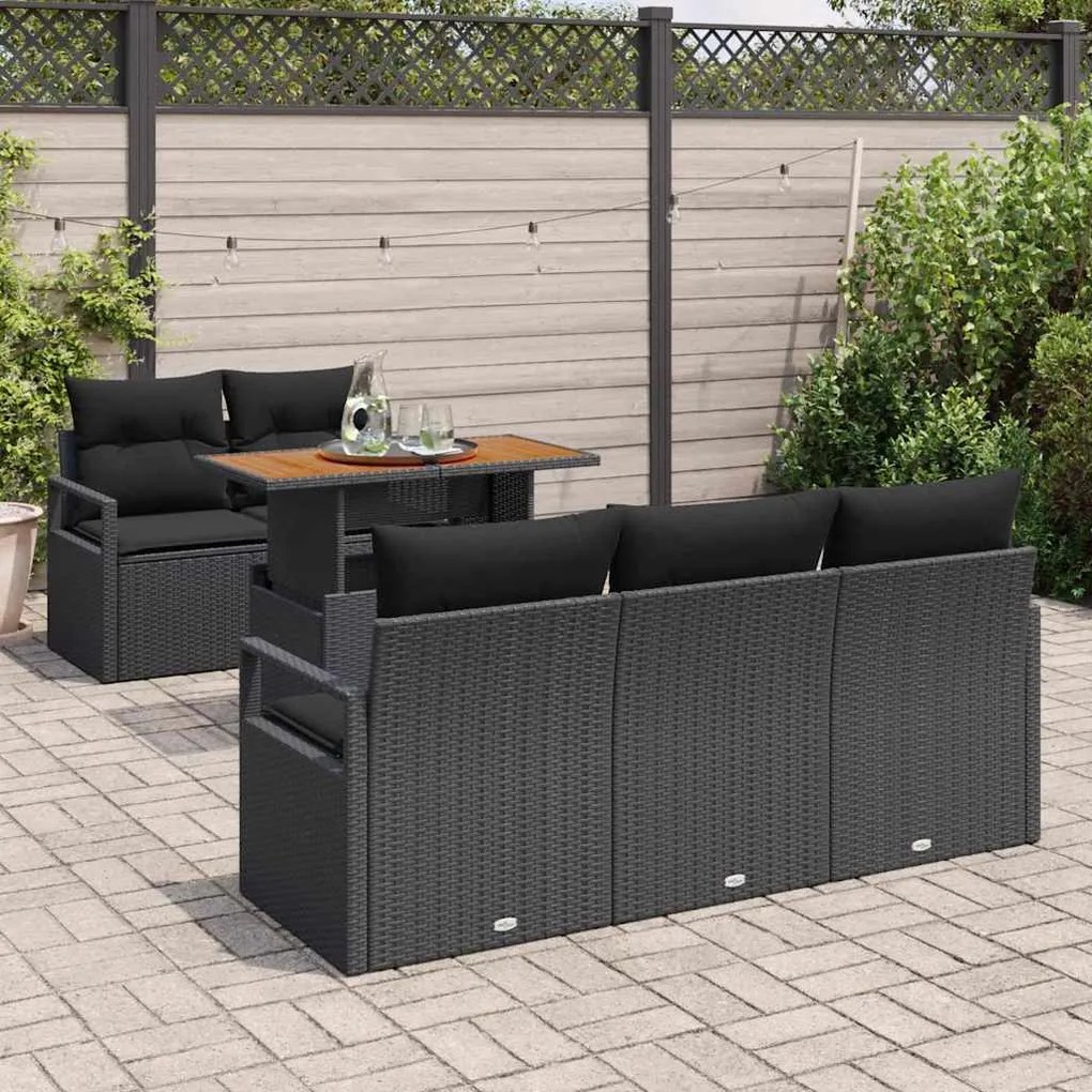 vidaXL Σετ Καναπέ Κήπου με μαξιλάρι 6 pcs Μαύρο 100 x 55 x 73 εκ