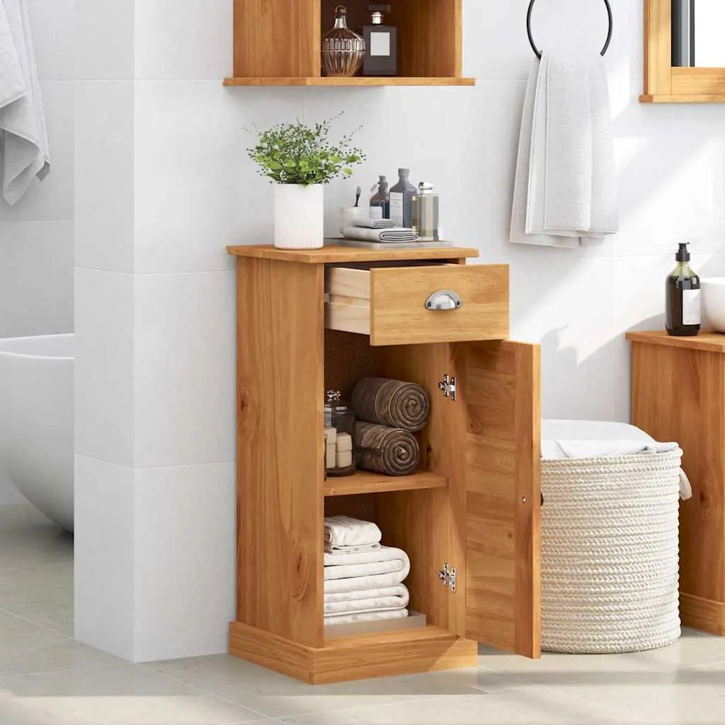 vidaXL Ντουλάπα Μπάνιου καφέ μελί 37.5 x 34 x 80 εκ Μασίφ ξύλο πεύκου