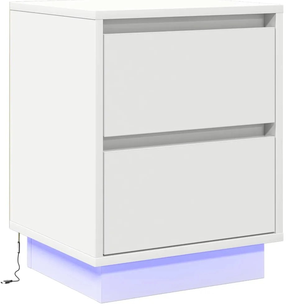 vidaXL Κομοδίνο με συρτάρι Λευκό 39 x 34.5 x 50 εκ. Επεξεργασμένο ξύλο