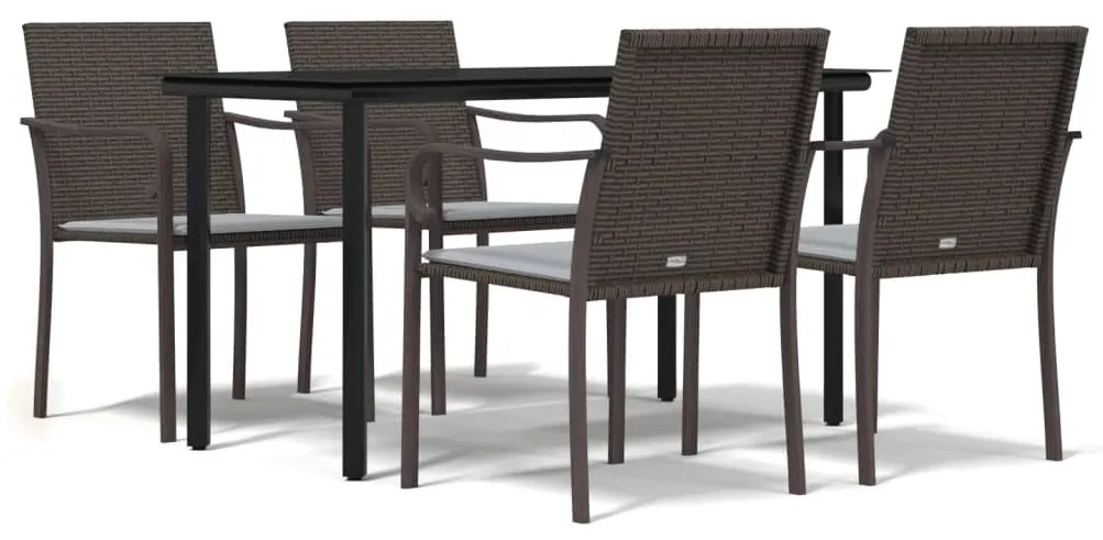 vidaXL Σετ Τραπεζαρίας Κήπου 5 τεμ. Συνθ. Ρατάν / Ατσάλι με Μαξιλάρια