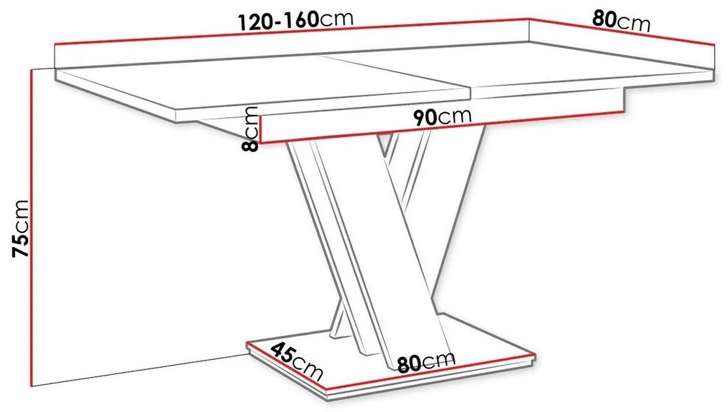 Τραπέζι Goodyear 104, Γυαλιστερό λευκό, 75x80x120cm, Επιμήκυνση, Πλαστικοποιημένη μοριοσανίδα