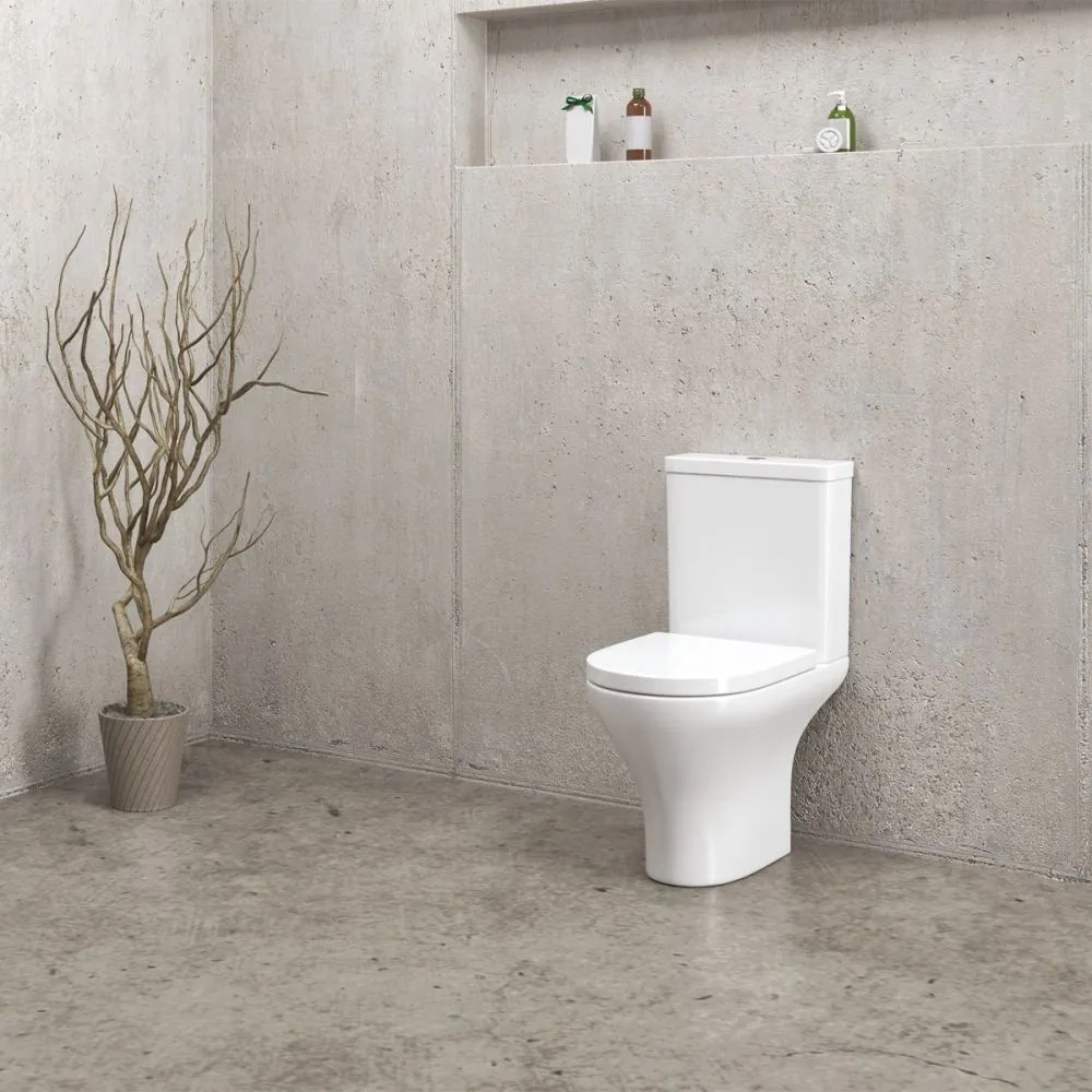 Karag AMFIPOLIS ROUND TR 125 Σετ Λεκάνη Χαμηλής Πίεσης Rimless Λευκό Πορσελάνη