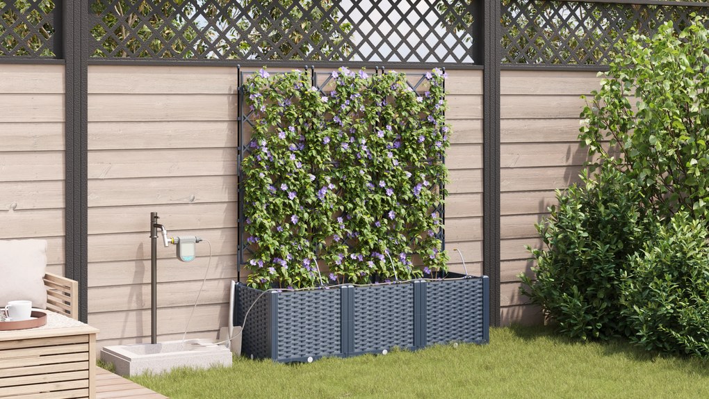 vidaXL Ζαρντινιέρες κήπου Γκρι 120 x 40 x 142 cm Ατσάλι