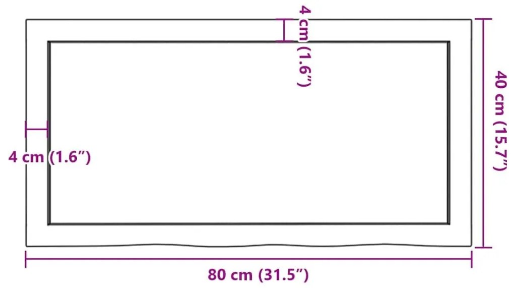 Ράφι Τοίχου 80x40x(2-4) εκ. από Ακατέργαστο Μασίφ Ξύλο Δρυός - Καφέ