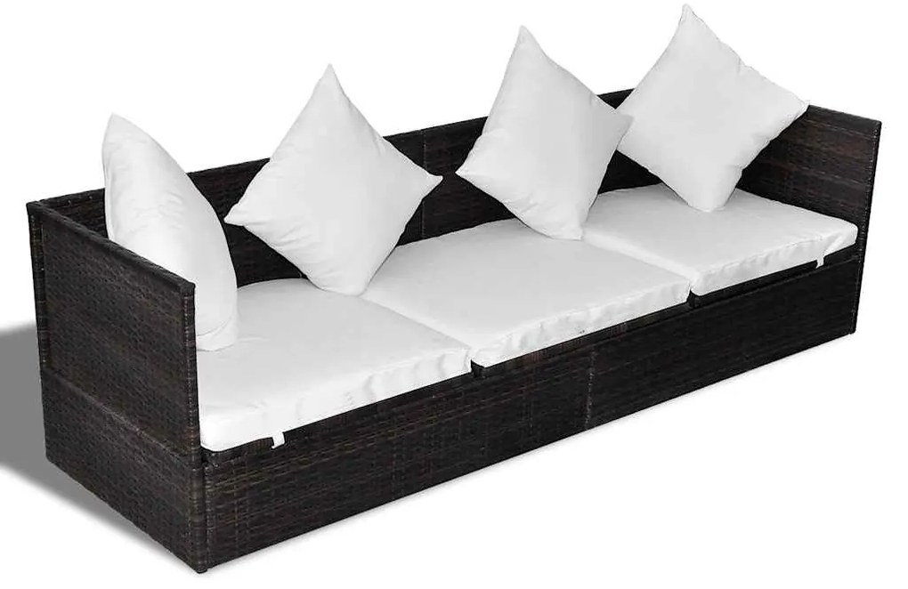 vidaXL Ξαπλώστρα Καφέ 200 x 60 x 58 εκ. συνθετικό ρατάν