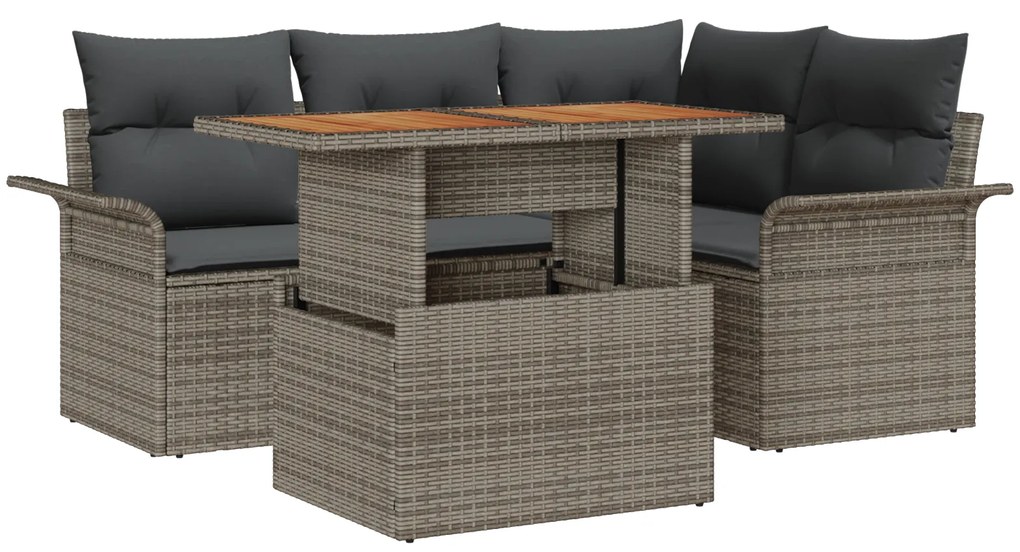 vidaXL Σετ Καναπέ Κήπου με μαξιλάρι 5 pcs Γκρι 100 x 55 x 73 εκ