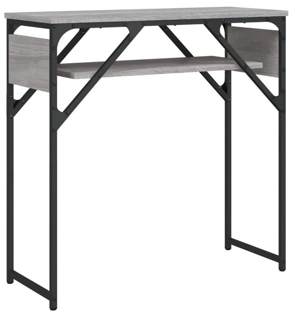 Τραπέζι Κονσόλα με Ράφι Γκρι Sonoma 75x30x75 εκ. Επεξεργ. Ξύλο - Γκρι