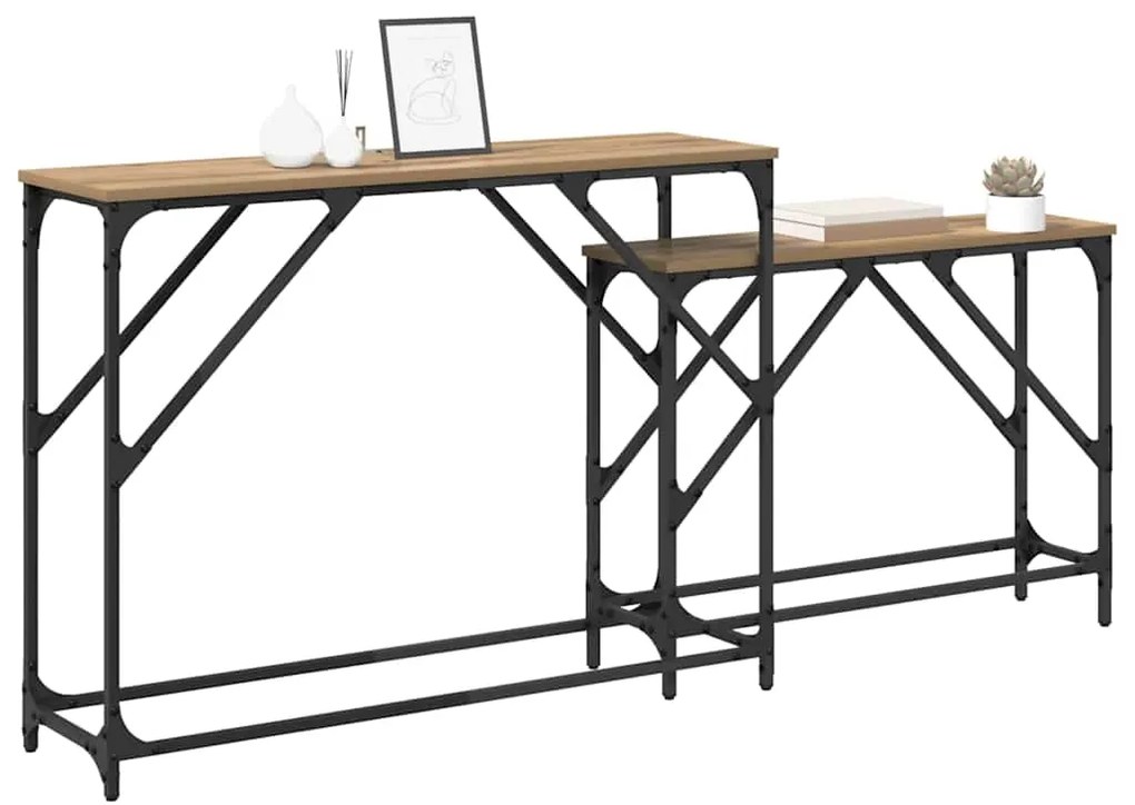 vidaXL Τραπέζι κονσόλας 2 pcs Artisan Oak 100 x 28 x 75 εκ.