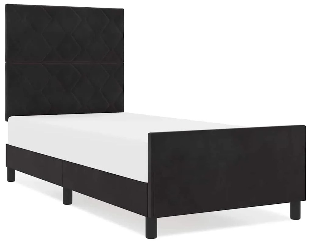 vidaXL Σκελετός Κρεβατιού με κεφαλάρι Μαύρο 100 x 200 cm Βελούδο