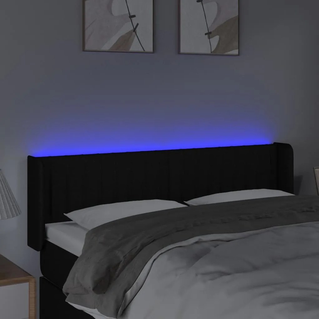 vidaXL Κεφαλάρι Κρεβατιού LED Μαύρο 147x16x78/88 εκ. Υφασμάτινο
