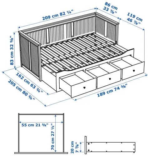 HEMNES κρεβάτι day-bed με 3 συρτάρια 903.493.26