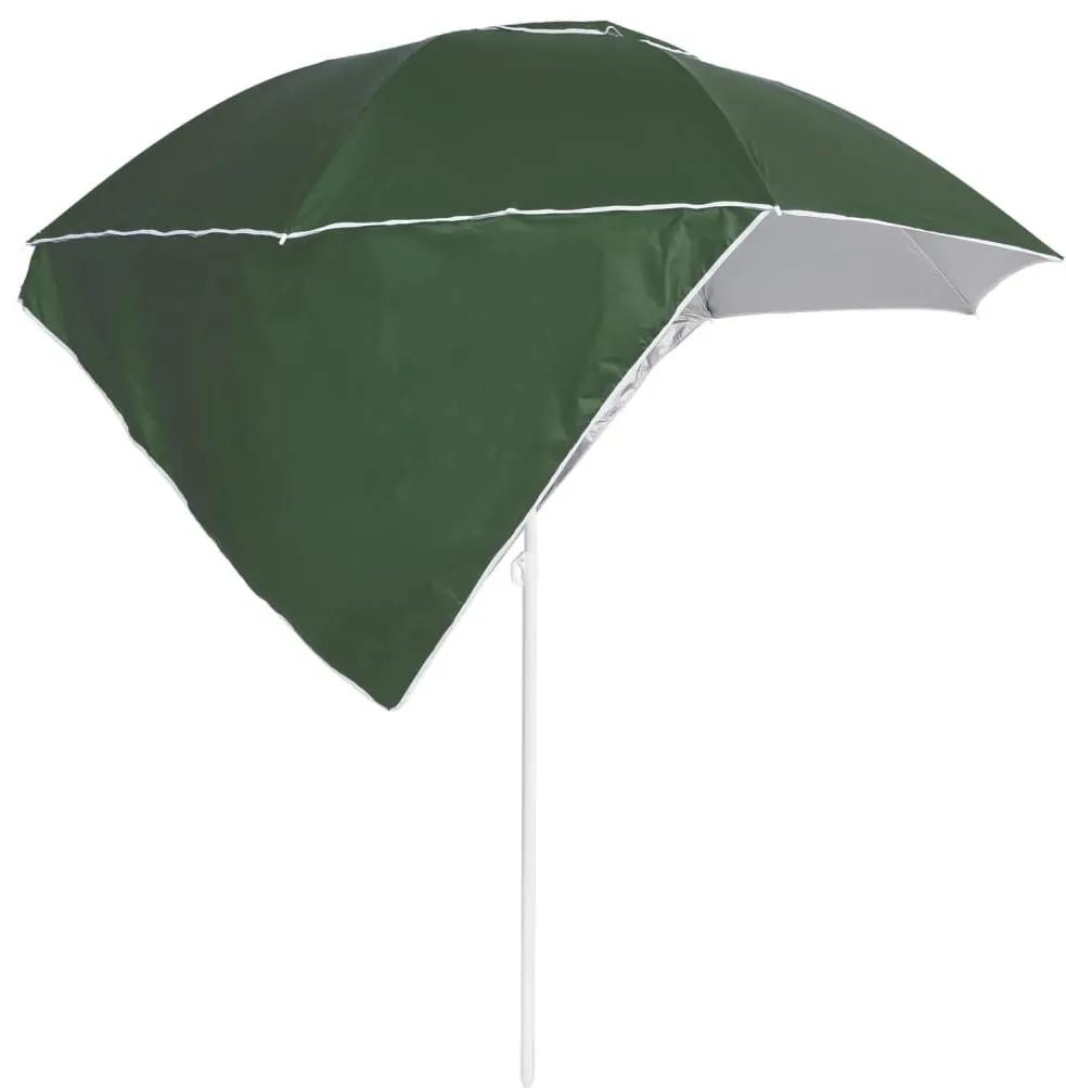 Ομπρέλα Θαλάσσης με Πλαϊνά Σκίαστρα Χρώμα Πράσινη 215 εκ. - Πράσινο