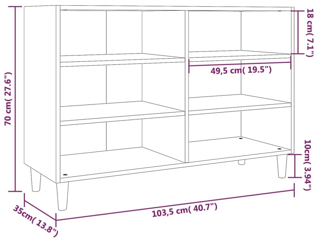 vidaXL Ραφιέρα Γκρι Sonoma 103,5 x 35 x 70 εκ. από Επεξεργασμένο Ξύλο