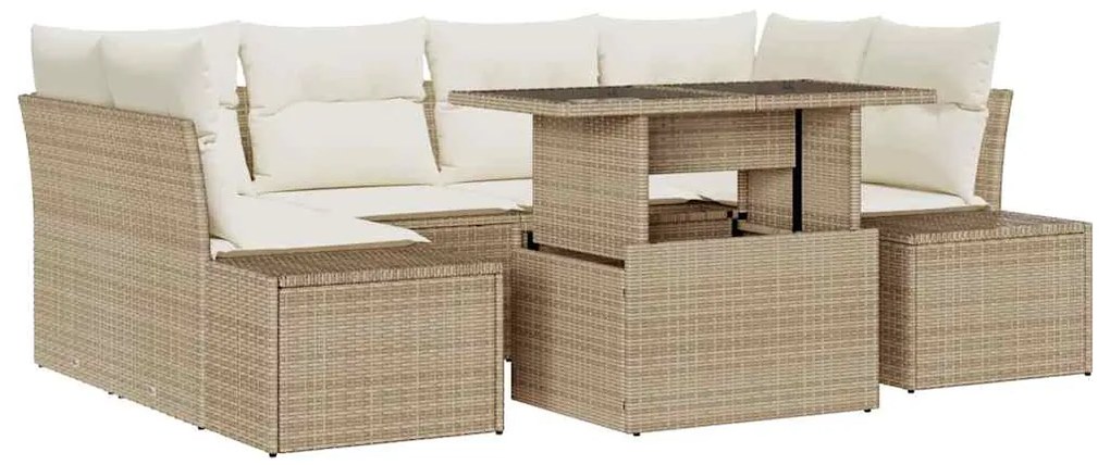 vidaXL Σετ Καναπέ Κήπου 7 pcs μπεζ και κρεμ 100 x 55 x 73 εκ
