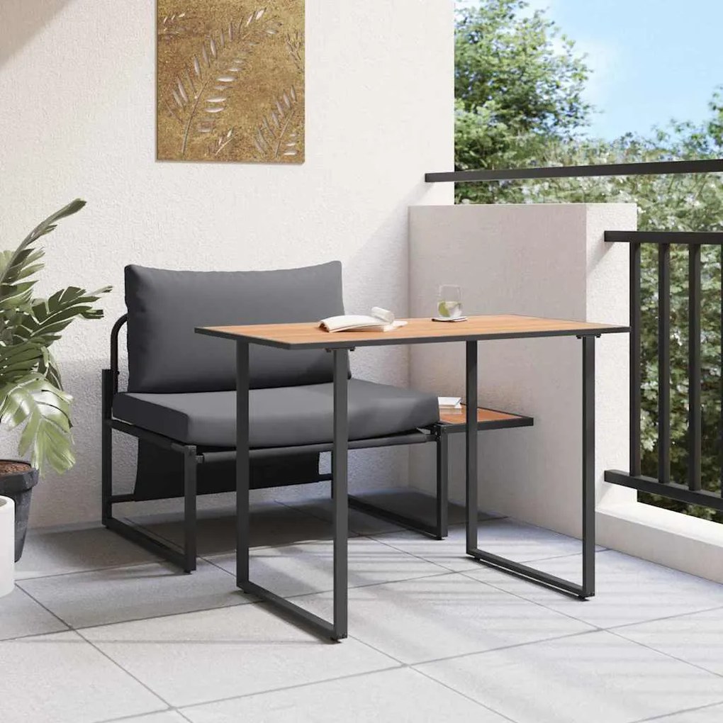 vidaXL Σέτ φαγητού για κήπο 2 pcs Ανθρακί Ατσάλι