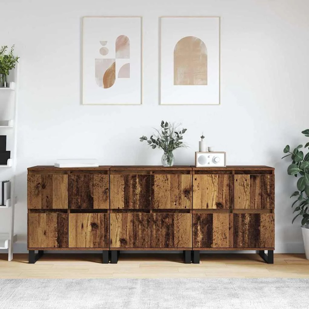 vidaXL Παραδοσιακά Πλευρικά Έπιπλα 3 pcs Παλαιό ξύλο 180 x 35 x 70 εκ