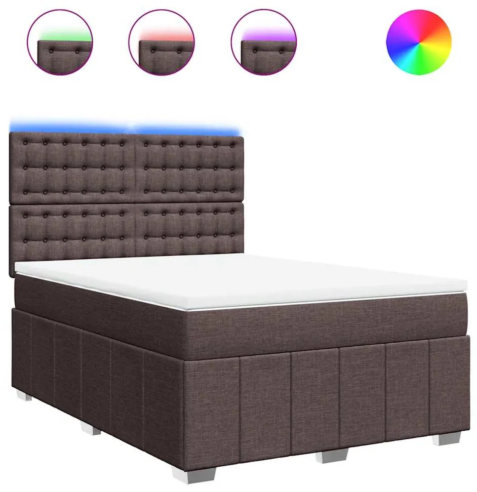 Κρεβάτι Boxspring με Στρώμα Σκούρο Καφέ 140x190 εκ. Υφασμάτινο 3293980