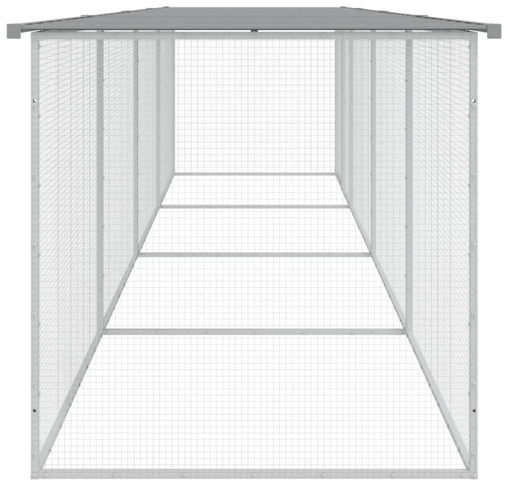 vidaXL Κοτέτσι - Κλουβί με Στέγη Αν. Γκρι 403x98x90 εκ. Γαλβαν. Ατσάλι