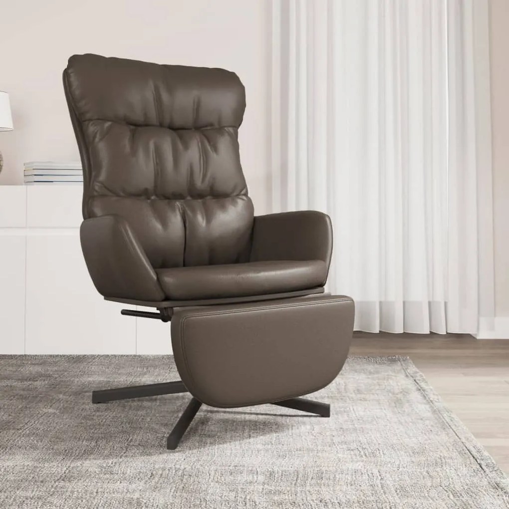 vidaXL Πολυθρόνα Relax Καφέ από Συνθετικό Δέρμα με ένα Υποπόδιο