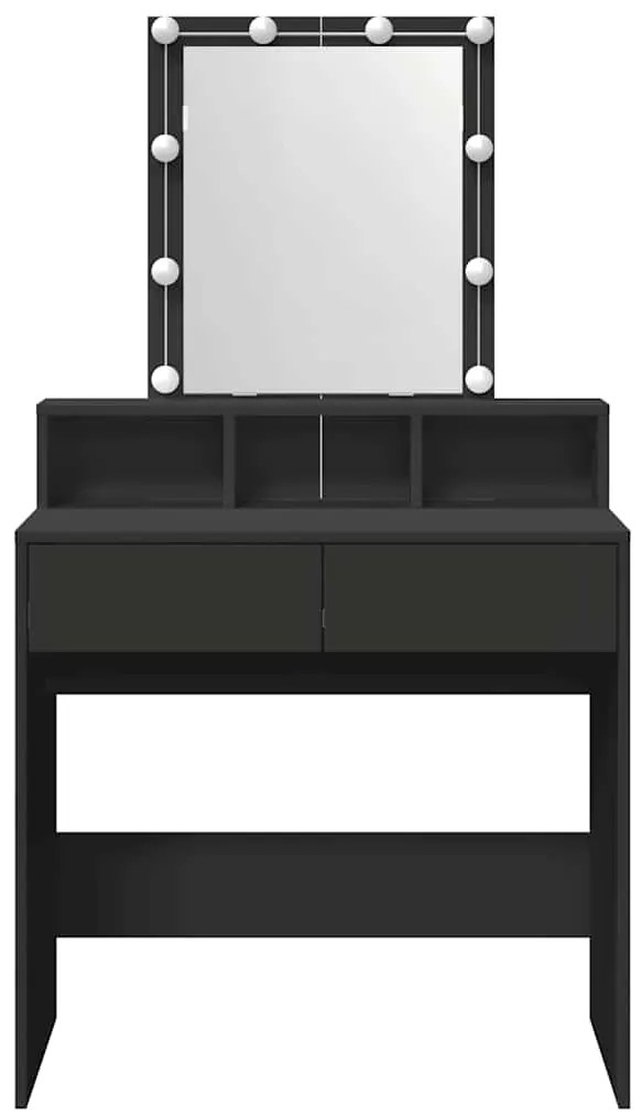 vidaXL Μπουντουάρ με LED Μαύρο 80 x 41 x 144,5 εκ.