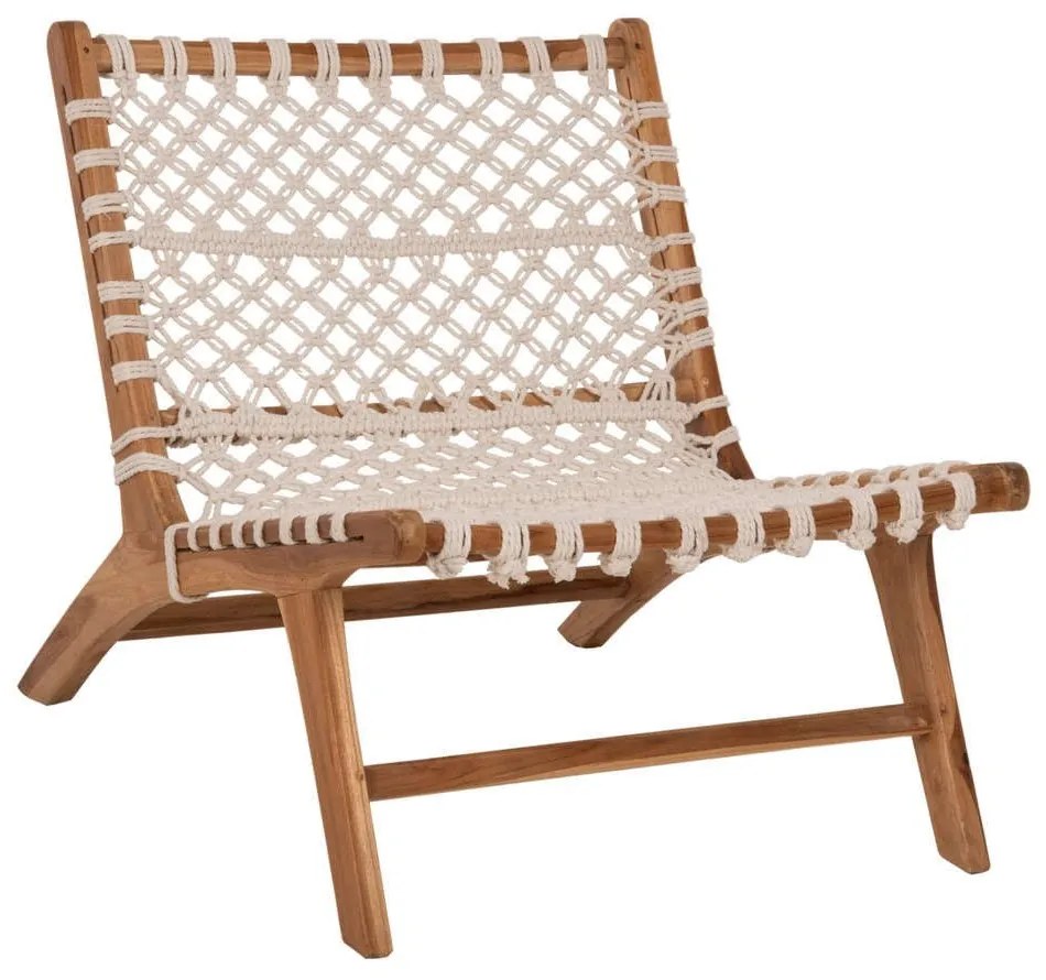 Πολυθρόνα Επαγγελματική Nylon HM9466.01 65x77x68cm Από Ξύλο Teak & Σχοινί Natural-White Ξύλο,Σχοινί
