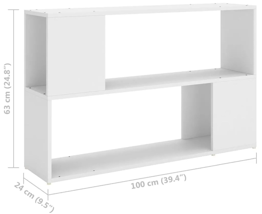 Βιβλιοθήκη Λευκή 100 x 24 x 63 εκ. από Επεξεργασμένο Ξύλο - Λευκό