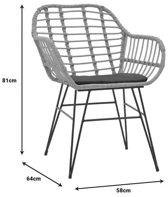 Σετ κήπου Τραπεζαρία Naoki Χ σετ 5τεμ rattan pe σε φυσικό και μαύρο μέταλλο 160x90x78εκ 160x90x78 εκ.